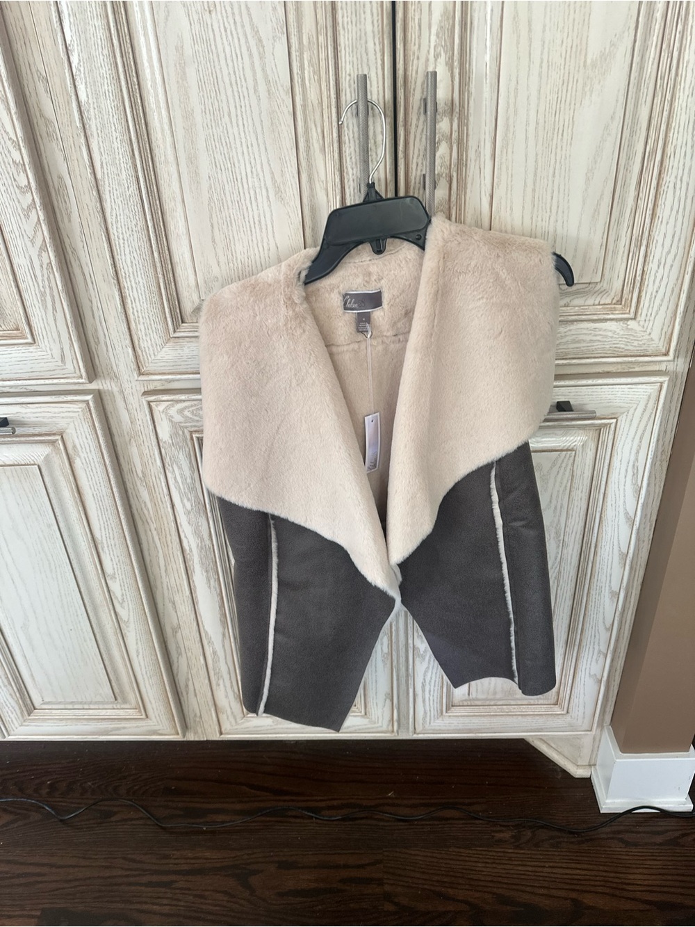 Chelsea28 faux shearling and faux suede vest